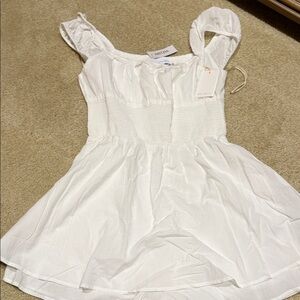 Aritzia White Ruffled Jumpsuit